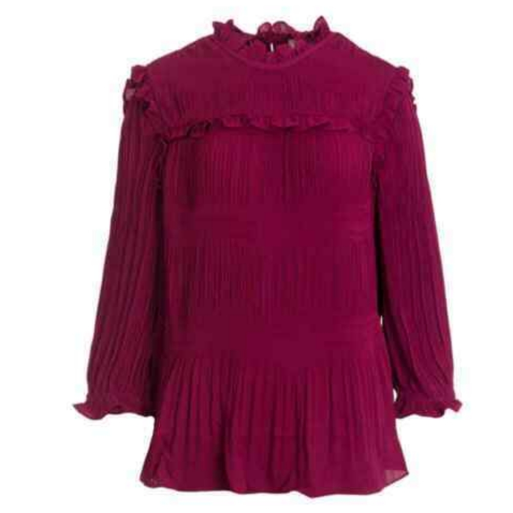 NWT TED BAKER | $114 Airlie Smocked Blouse Ted Sz 1/US 4 - Picture 3 of 3